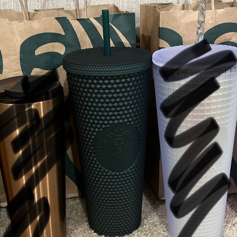 Starbucks Tinted Dark Green Bling Logo Cold Cup